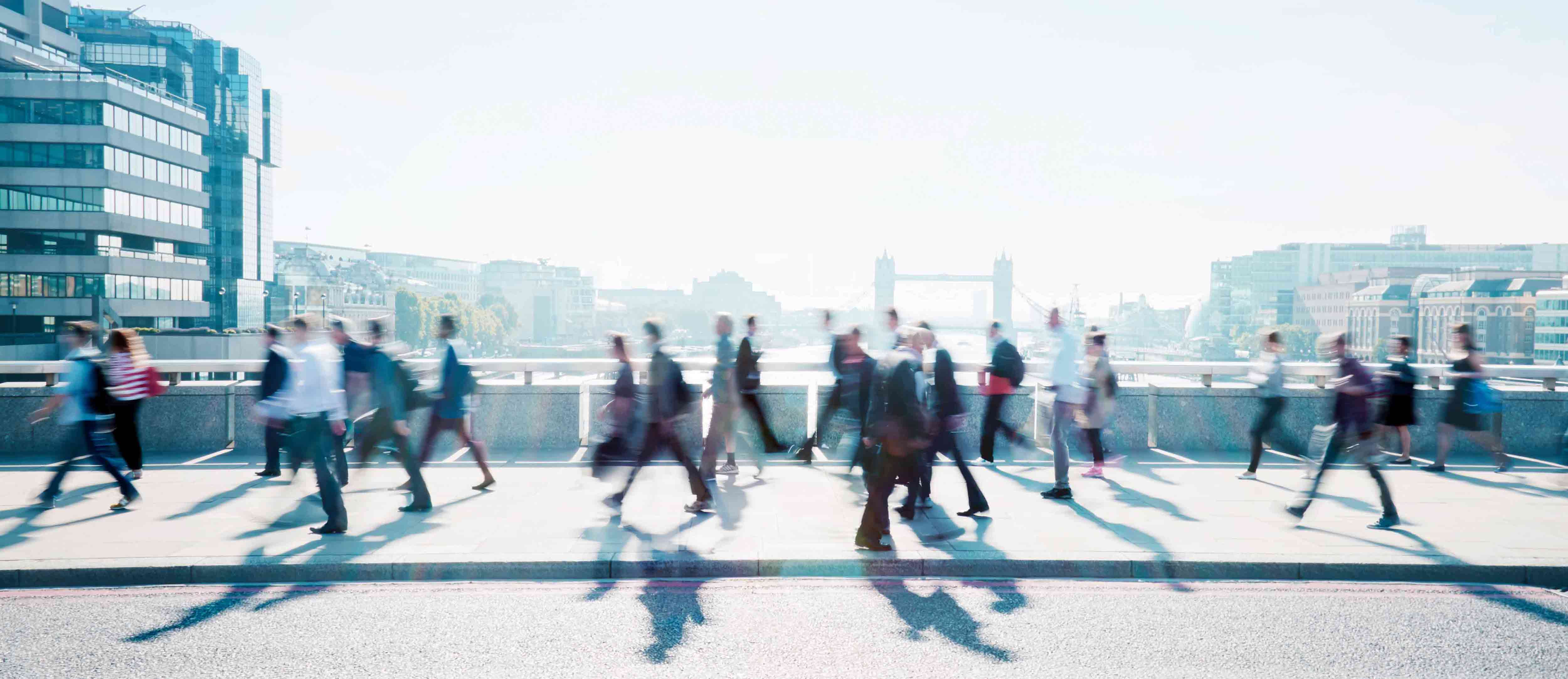 People commuting across London Bridge